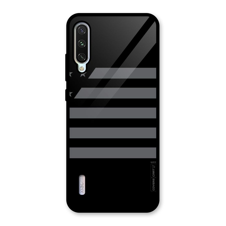 Grey Star Striped Pattern Glass Back Case for Mi A3