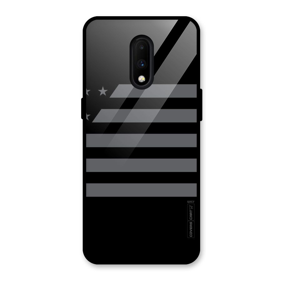Grey Star Striped Pattern Glass Back Case for OnePlus 7