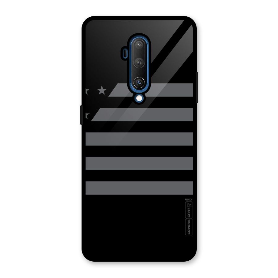 Grey Star Striped Pattern Glass Back Case for OnePlus 7T Pro