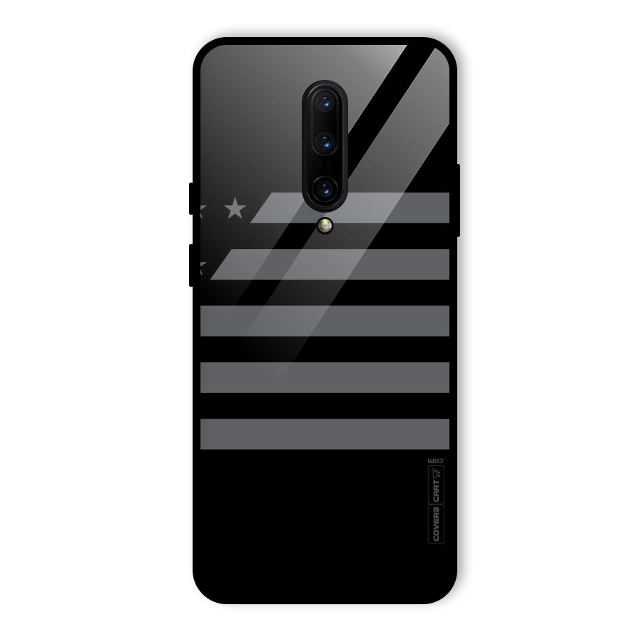 Grey Star Striped Pattern Glass Back Case for OnePlus 7 Pro