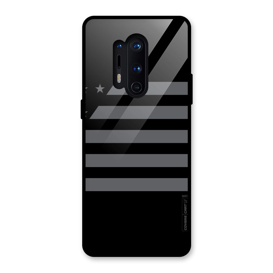 Grey Star Striped Pattern Glass Back Case for OnePlus 8 Pro