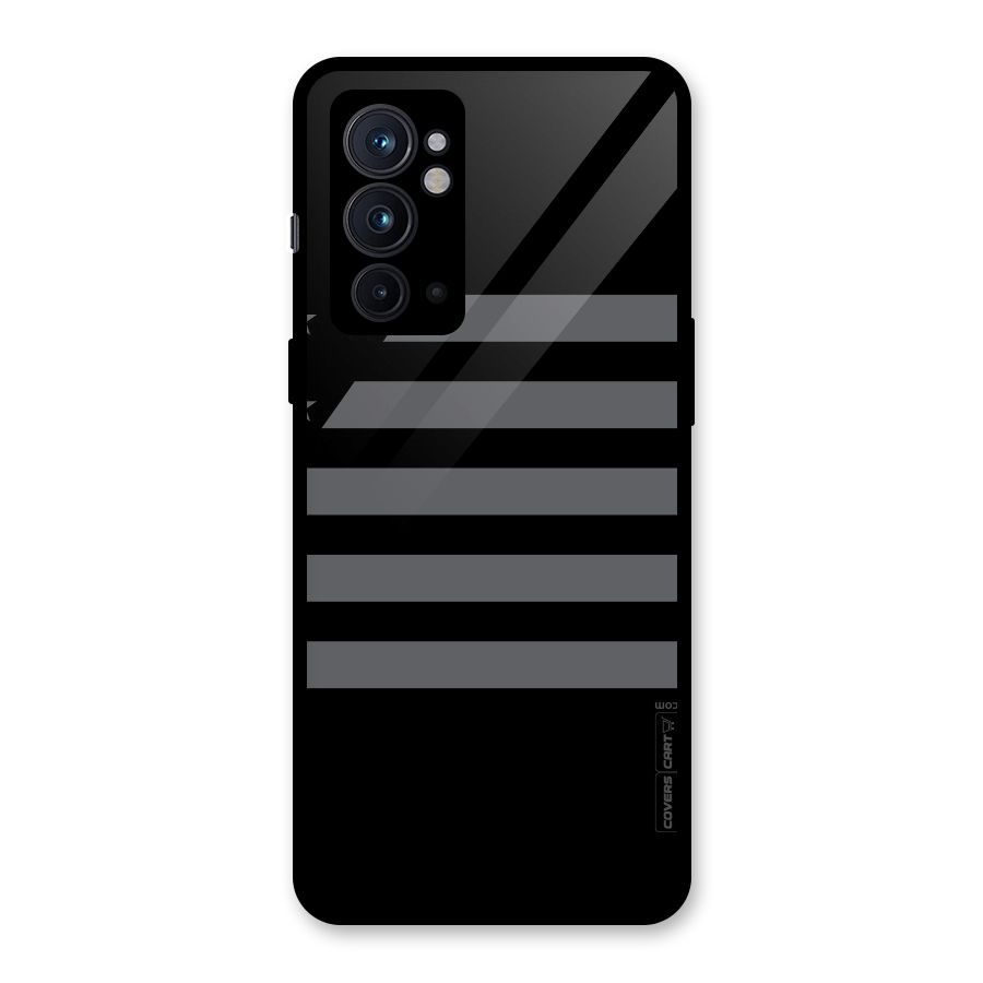 Grey Star Striped Pattern Glass Back Case for OnePlus 9RT 5G