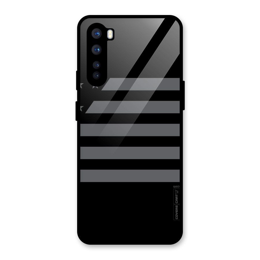 Grey Star Striped Pattern Glass Back Case for OnePlus Nord