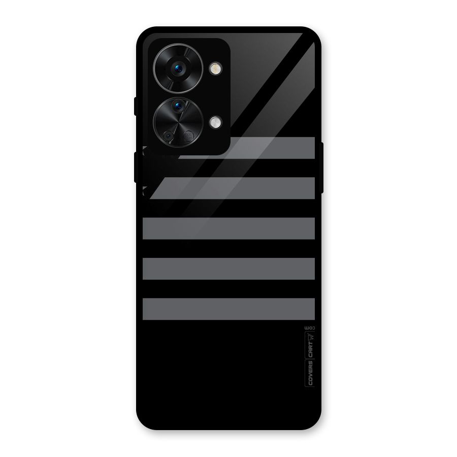 Grey Star Striped Pattern Glass Back Case for OnePlus Nord 2T