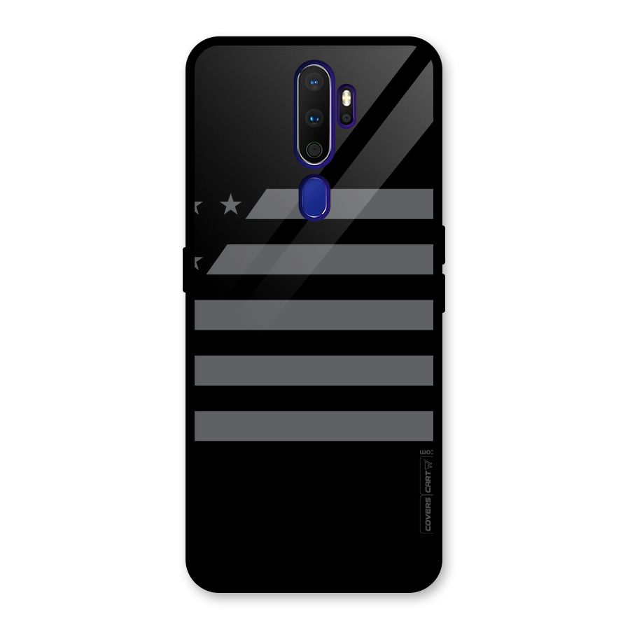 Grey Star Striped Pattern Glass Back Case for Oppo A9 (2020)