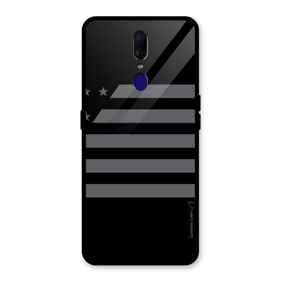 Grey Star Striped Pattern Glass Back Case for Oppo F11