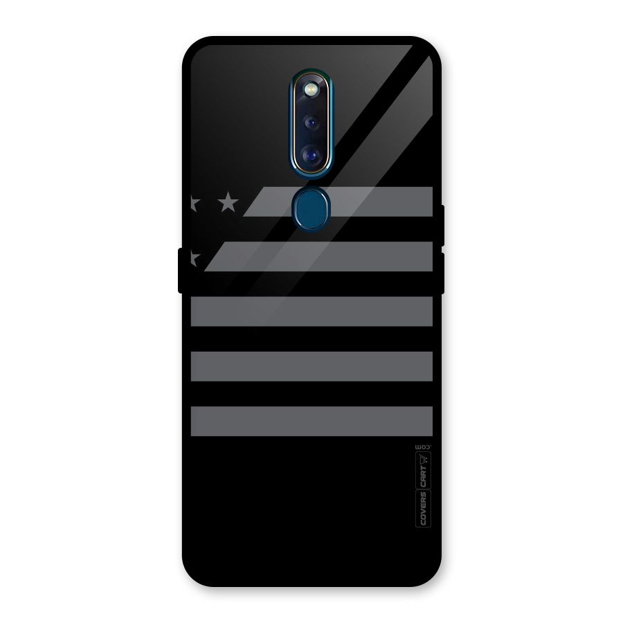 Grey Star Striped Pattern Glass Back Case for Oppo F11 Pro