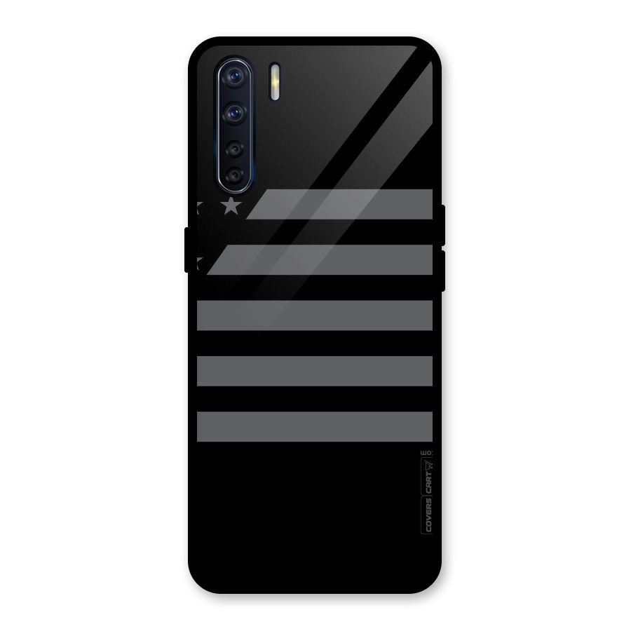 Grey Star Striped Pattern Glass Back Case for Oppo F15