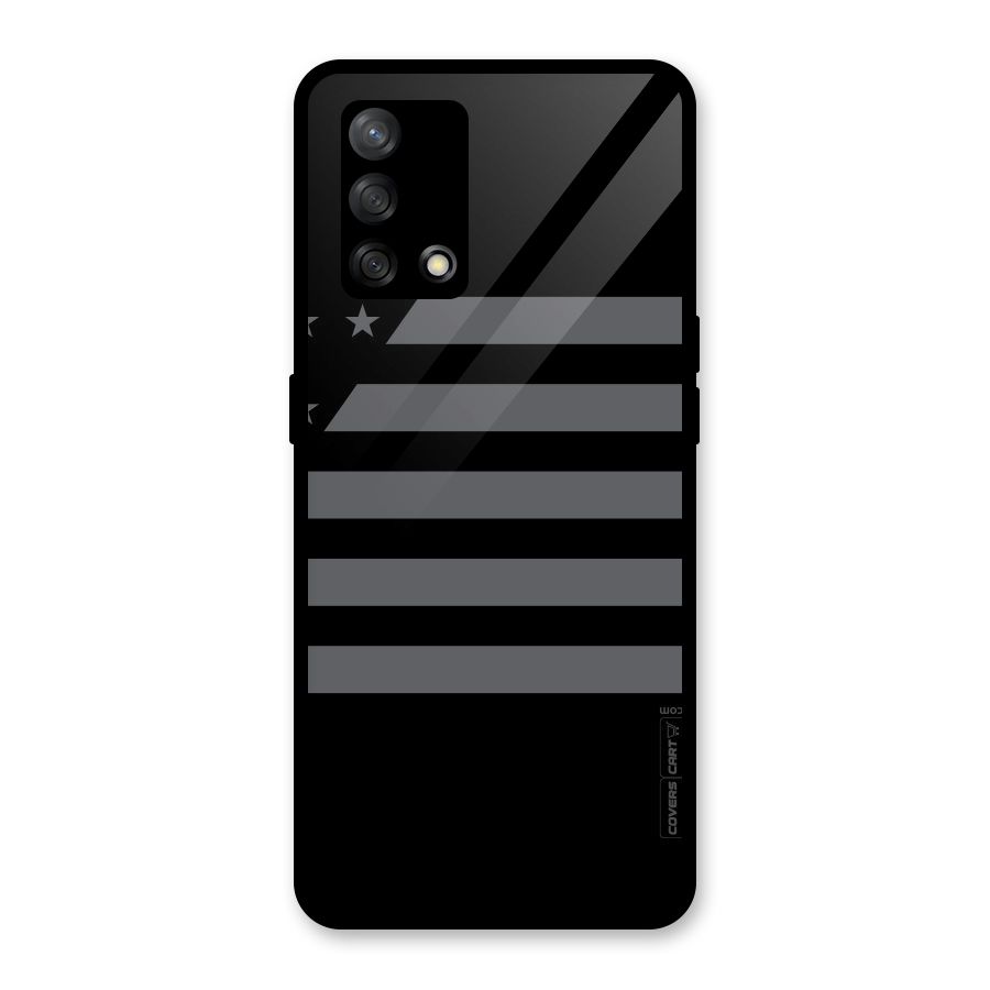 Grey Star Striped Pattern Glass Back Case for Oppo F19