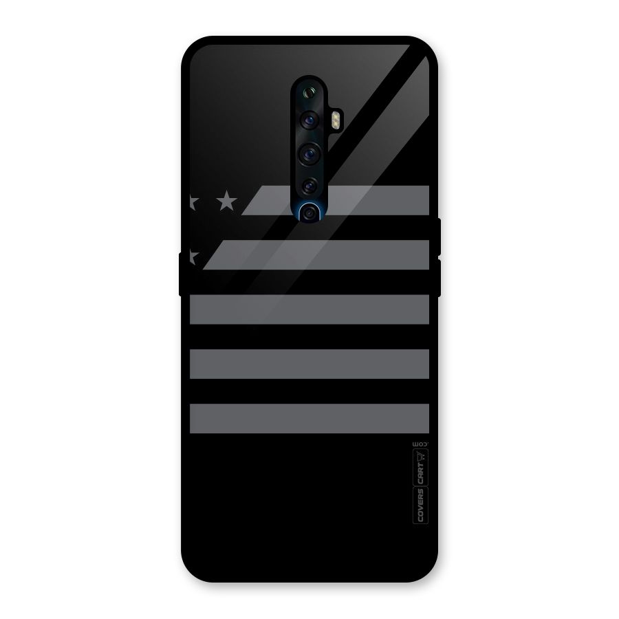 Grey Star Striped Pattern Glass Back Case for Oppo Reno2 F