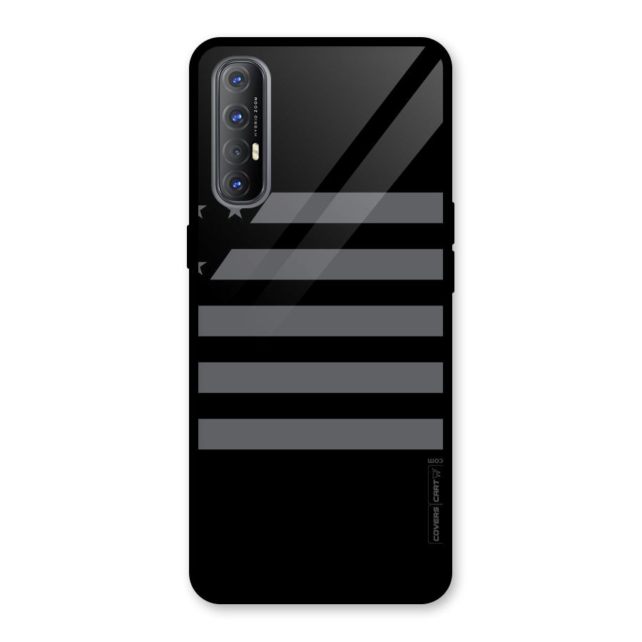 Grey Star Striped Pattern Glass Back Case for Oppo Reno3 Pro