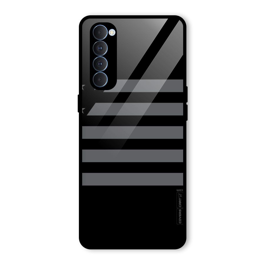 Grey Star Striped Pattern Glass Back Case for Oppo Reno4 Pro
