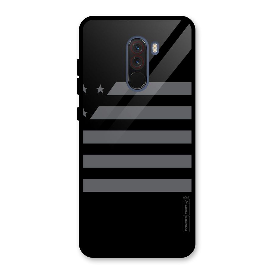 Grey Star Striped Pattern Glass Back Case for Poco F1