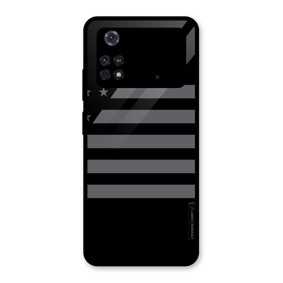 Grey Star Striped Pattern Glass Back Case for Poco M4 Pro 4G