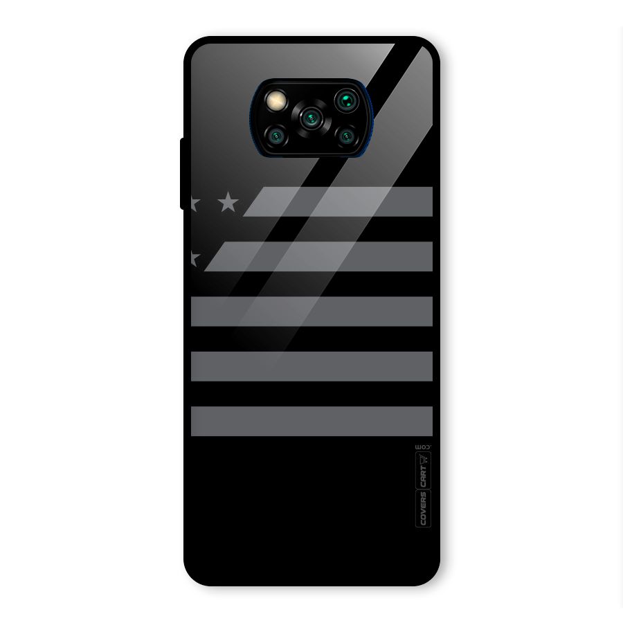 Grey Star Striped Pattern Glass Back Case for Poco X3 Pro