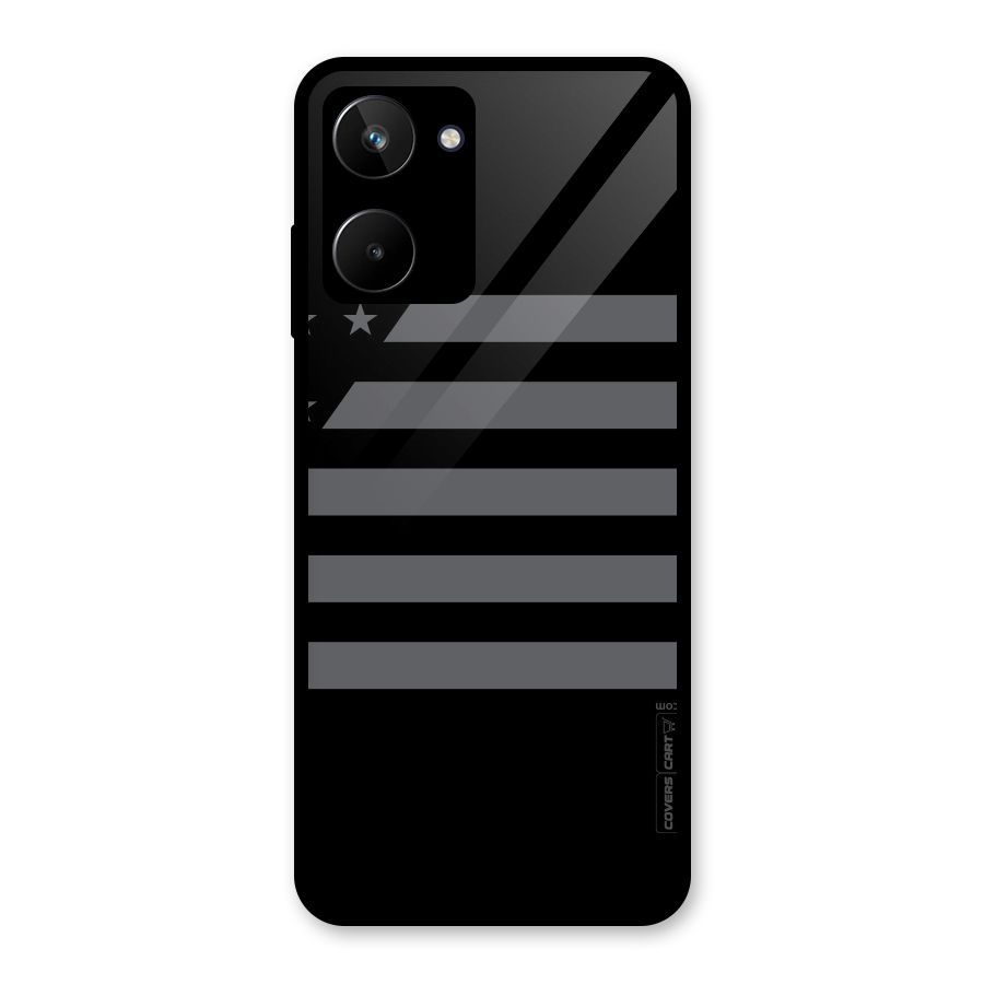 Grey Star Striped Pattern Glass Back Case for Realme 10