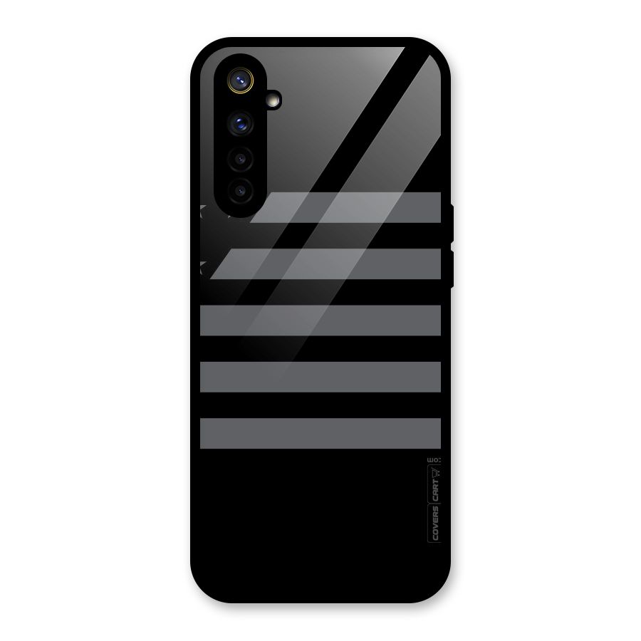 Grey Star Striped Pattern Glass Back Case for Realme 6