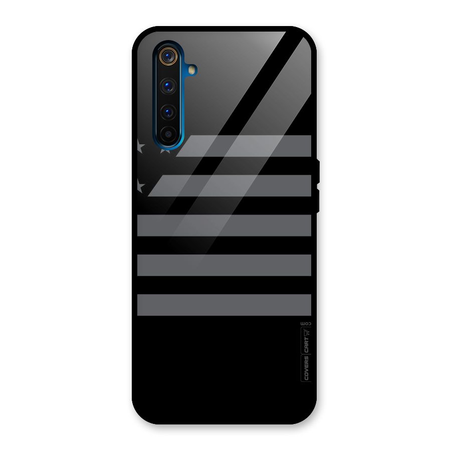 Grey Star Striped Pattern Glass Back Case for Realme 6 Pro