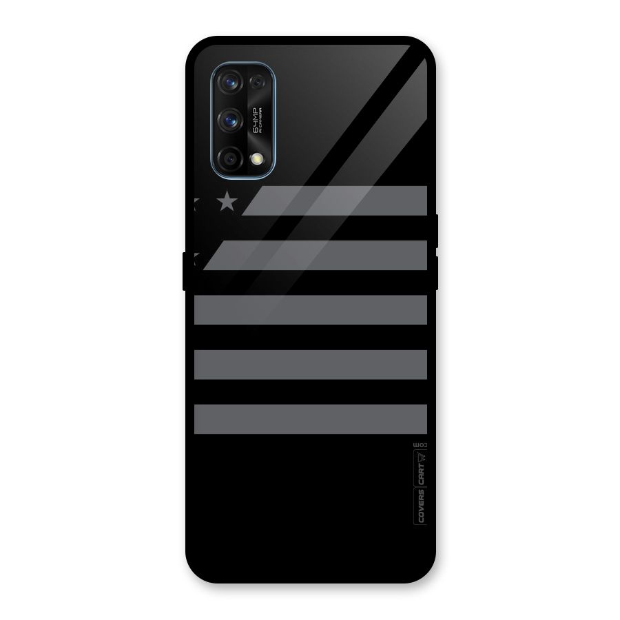 Grey Star Striped Pattern Glass Back Case for Realme 7 Pro