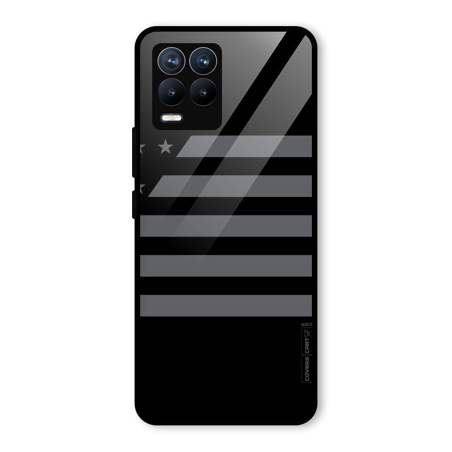 Grey Star Striped Pattern Glass Back Case for Realme 8 Pro