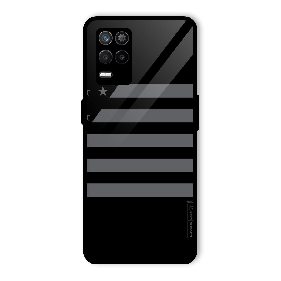 Grey Star Striped Pattern Glass Back Case for Realme 9 5G