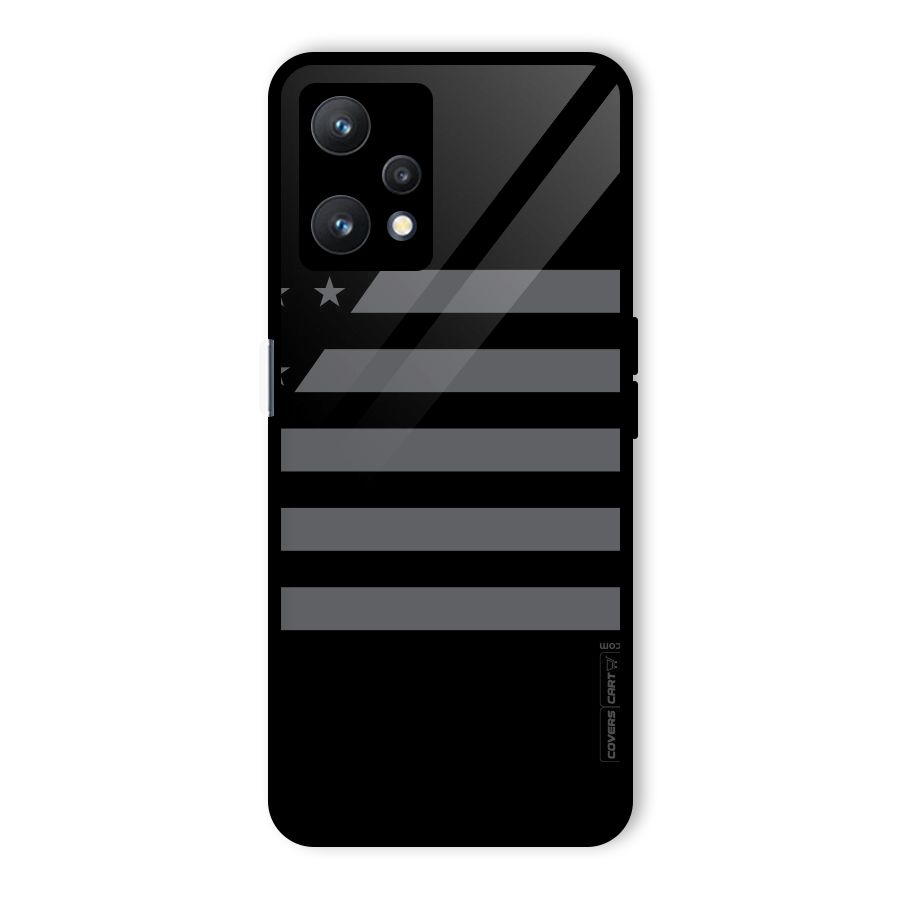 Grey Star Striped Pattern Glass Back Case for Realme 9 Pro 5G