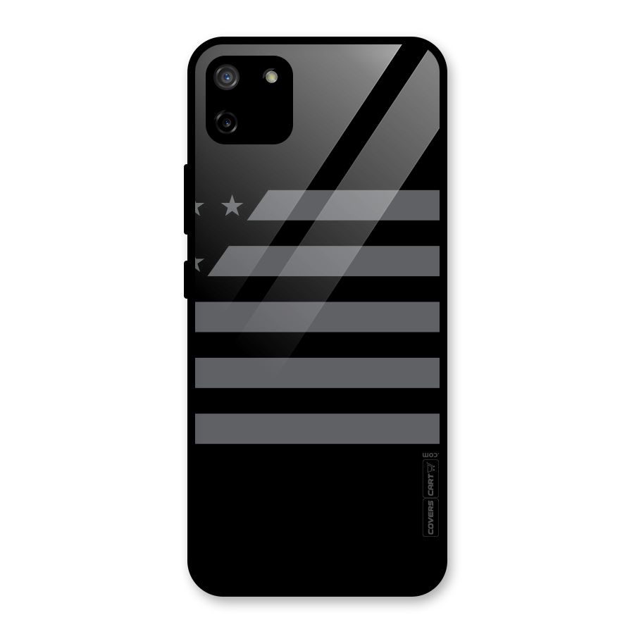 Grey Star Striped Pattern Glass Back Case for Realme C11