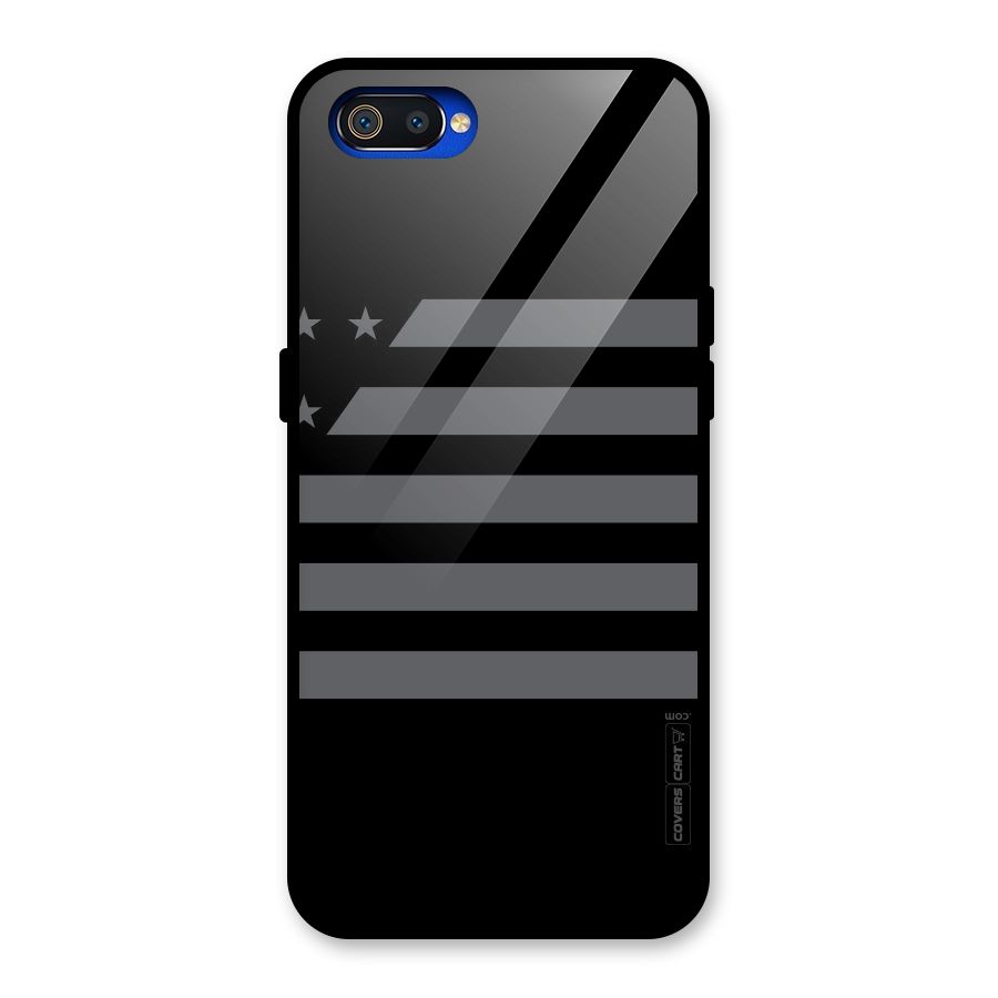 Grey Star Striped Pattern Glass Back Case for Realme C2