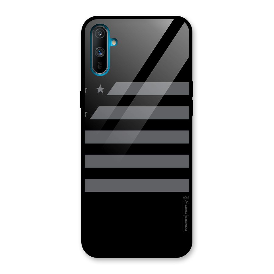 Grey Star Striped Pattern Glass Back Case for Realme C3