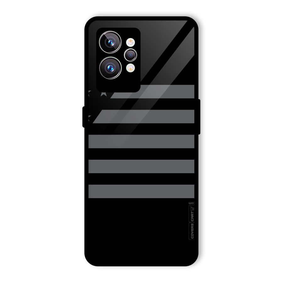 Grey Star Striped Pattern Glass Back Case for Realme GT2 Pro