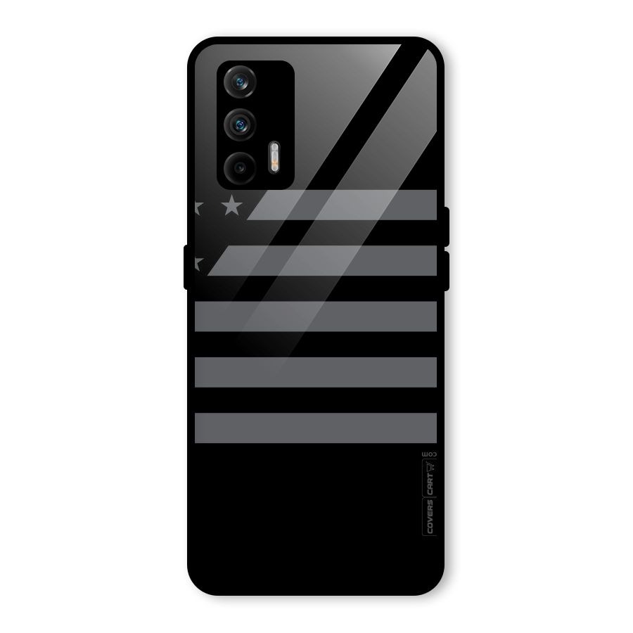 Grey Star Striped Pattern Glass Back Case for Realme GT 5G