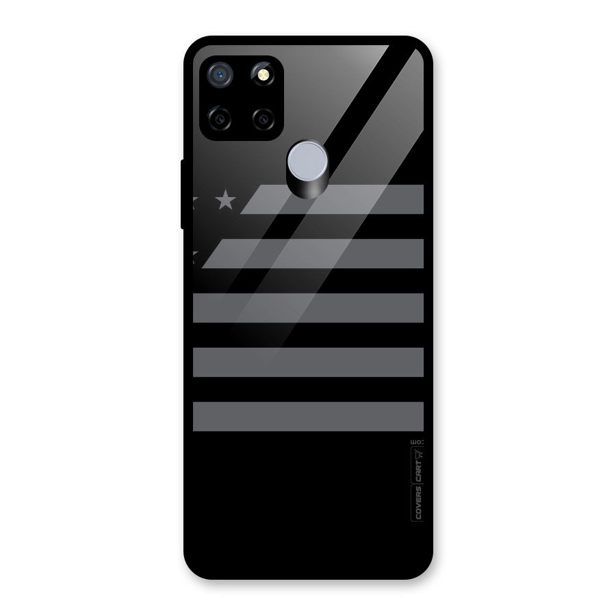 Grey Star Striped Pattern Glass Back Case for Realme Narzo 20