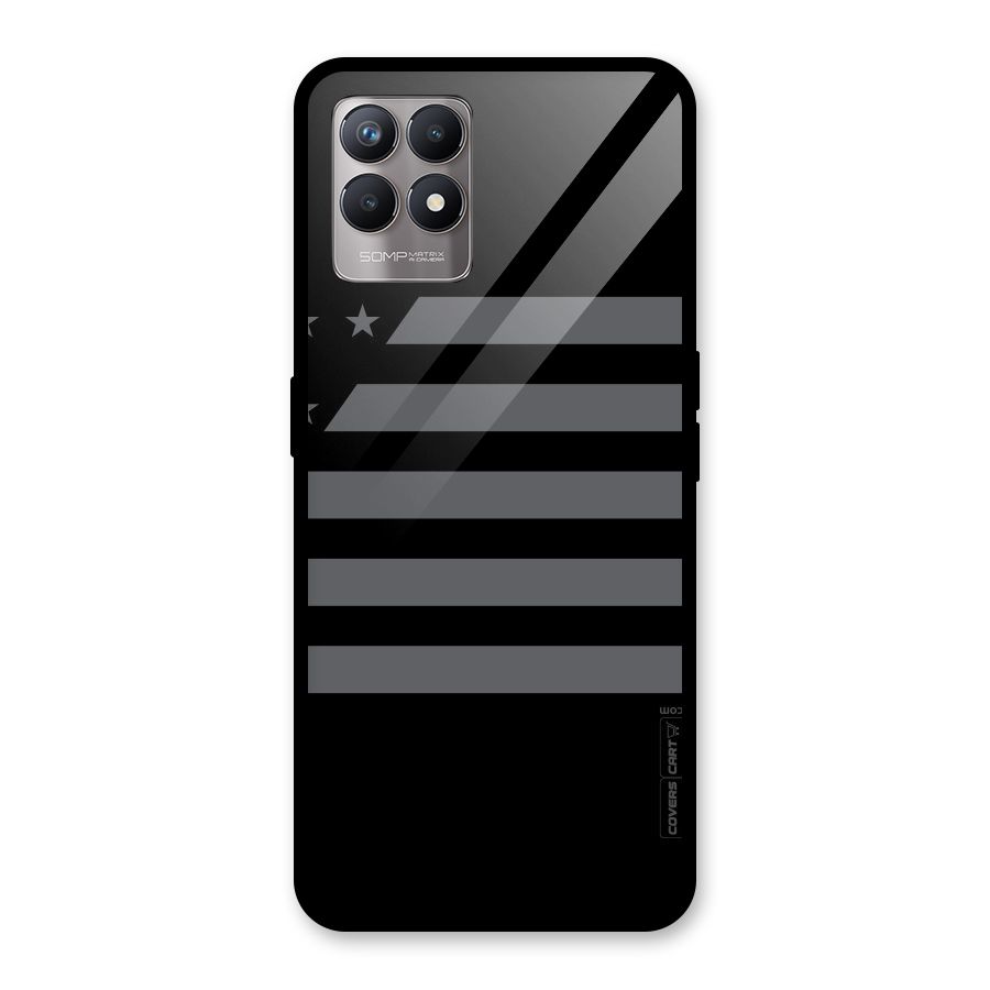 Grey Star Striped Pattern Glass Back Case for Realme Narzo 50