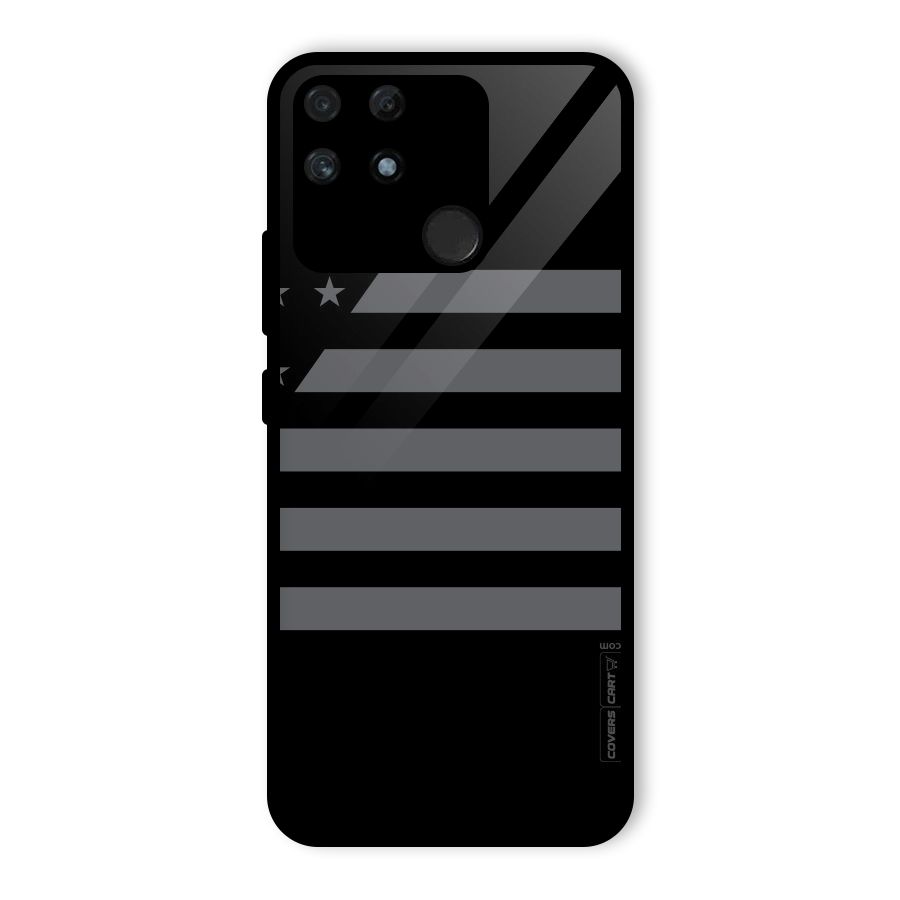 Grey Star Striped Pattern Glass Back Case for Realme Narzo 50A