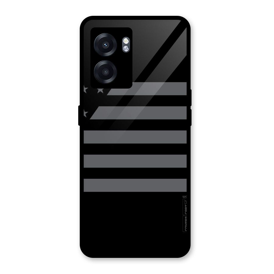 Grey Star Striped Pattern Glass Back Case for Realme Narzo 50 5G