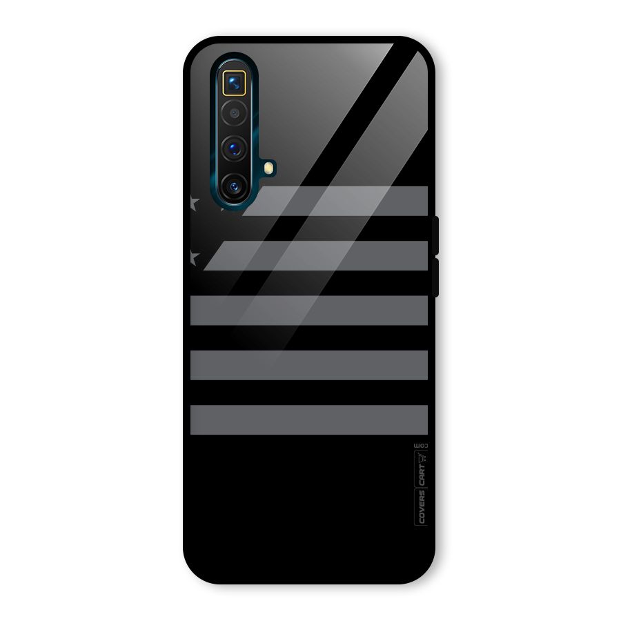 Grey Star Striped Pattern Glass Back Case for Realme X3 SuperZoom