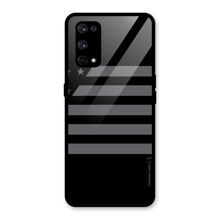 Grey Star Striped Pattern Glass Back Case for Realme X7 Pro