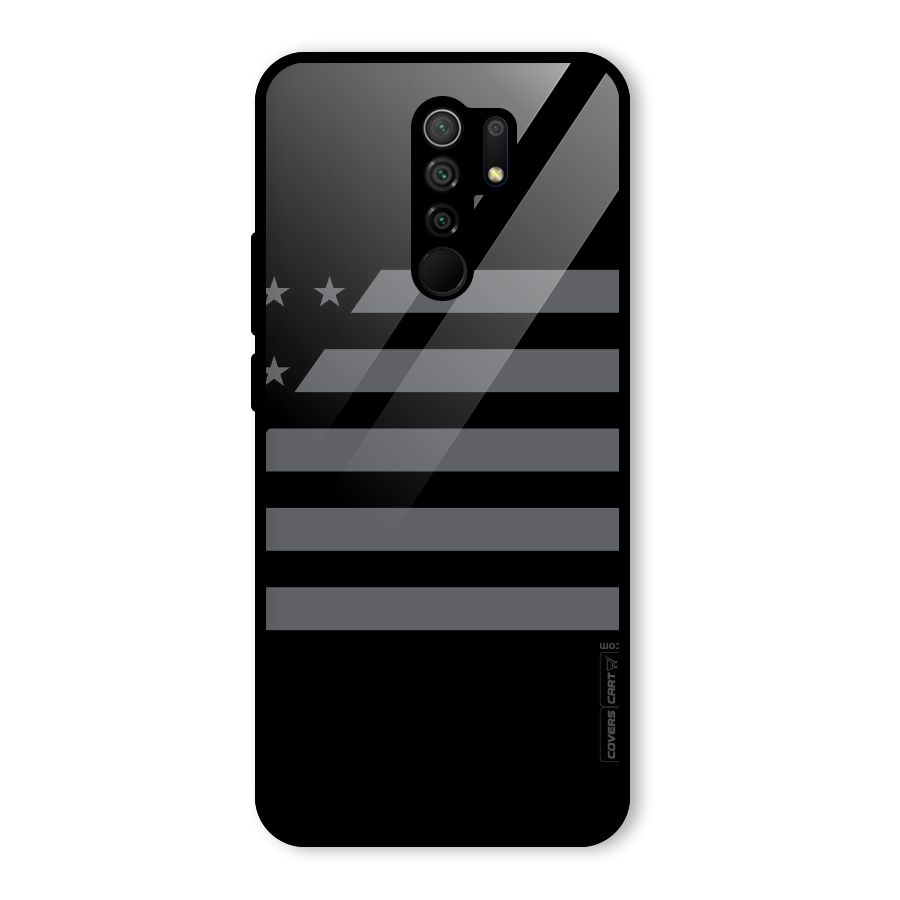 Grey Star Striped Pattern Glass Back Case for Redmi 9 Prime
