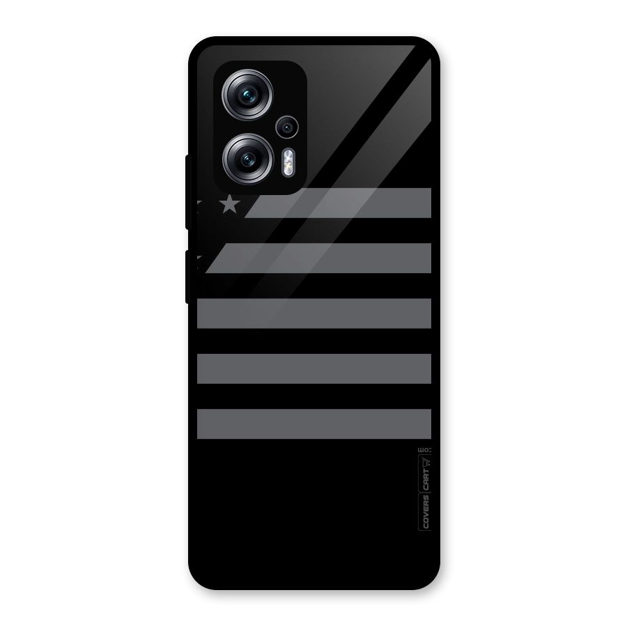 Grey Star Striped Pattern Glass Back Case for Redmi K50i