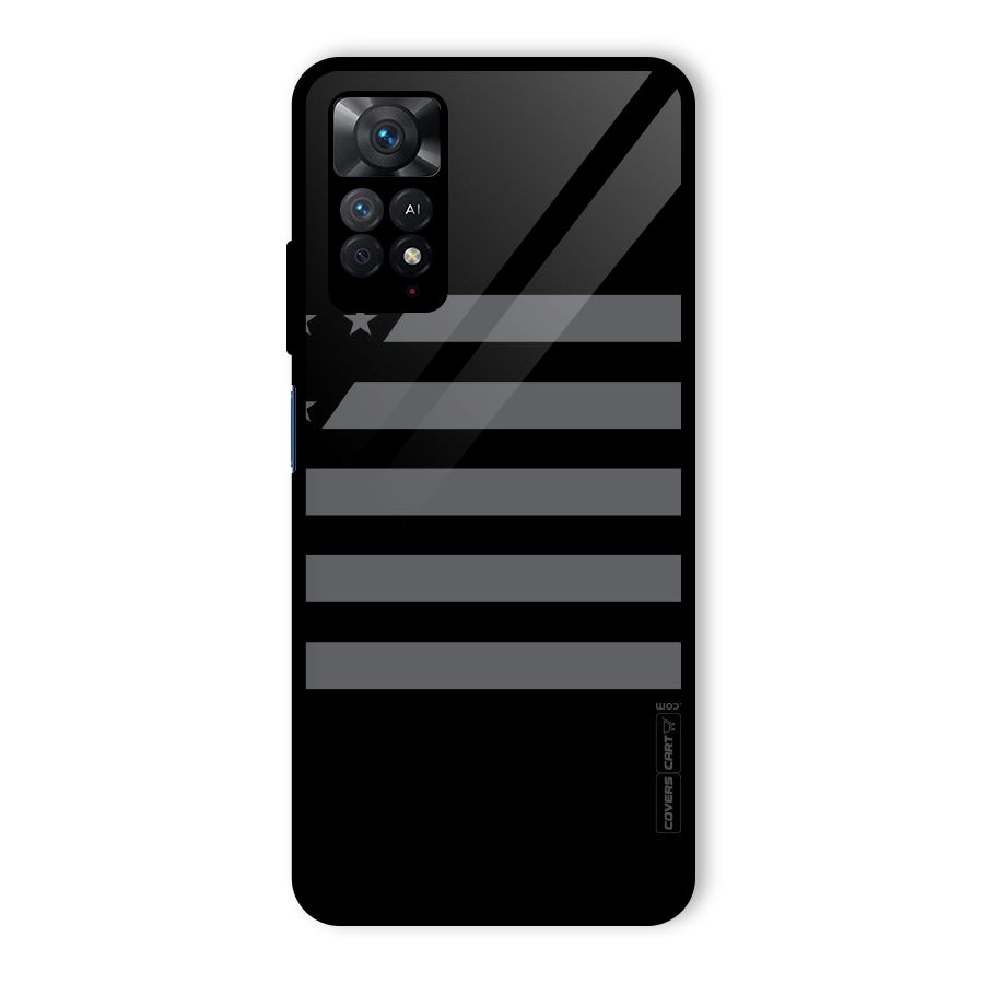 Grey Star Striped Pattern Glass Back Case for Redmi Note 11 Pro Plus 5G