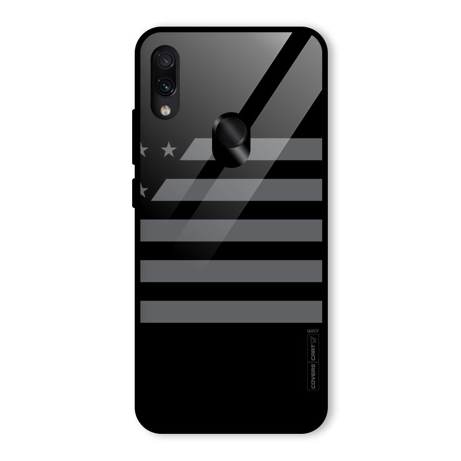 Grey Star Striped Pattern Glass Back Case for Redmi Note 7