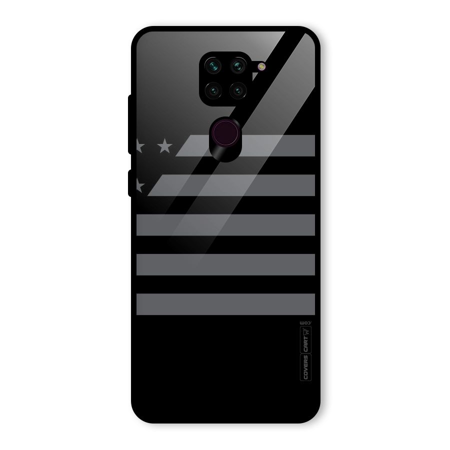 Grey Star Striped Pattern Glass Back Case for Redmi Note 9