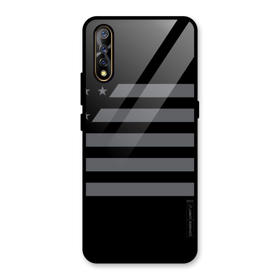 Grey Star Striped Pattern Glass Back Case for Vivo S1