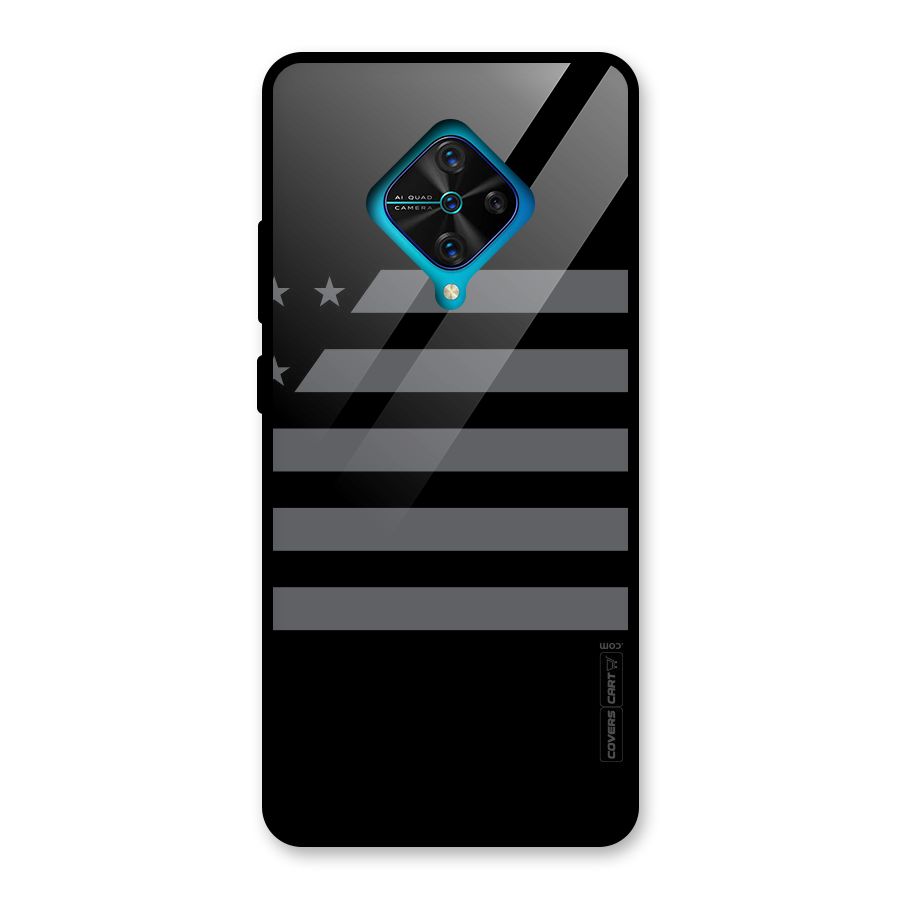 Grey Star Striped Pattern Glass Back Case for Vivo S1 Pro
