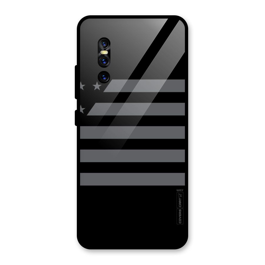 Grey Star Striped Pattern Glass Back Case for Vivo V15 Pro