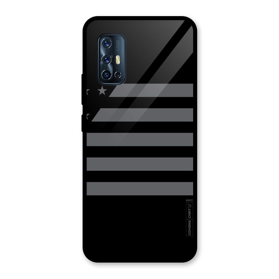 Grey Star Striped Pattern Glass Back Case for Vivo V17