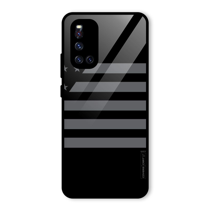 Grey Star Striped Pattern Glass Back Case for Vivo V19