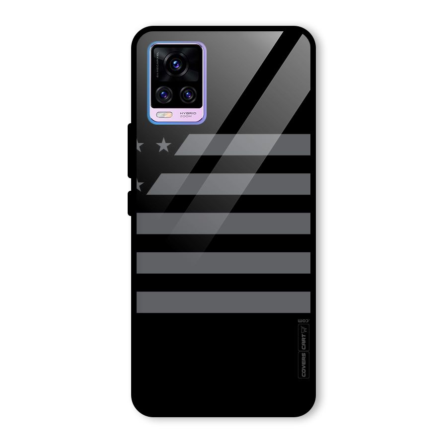 Grey Star Striped Pattern Glass Back Case for Vivo V20 Pro