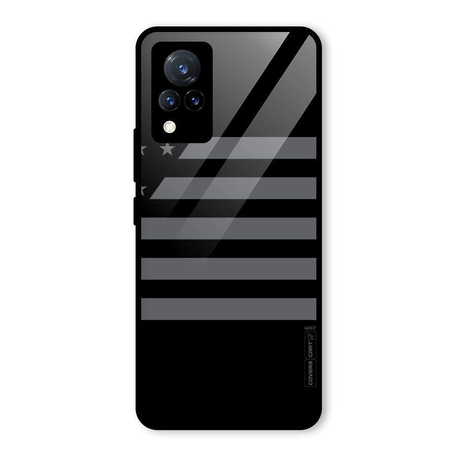 Grey Star Striped Pattern Glass Back Case for Vivo V21 5G
