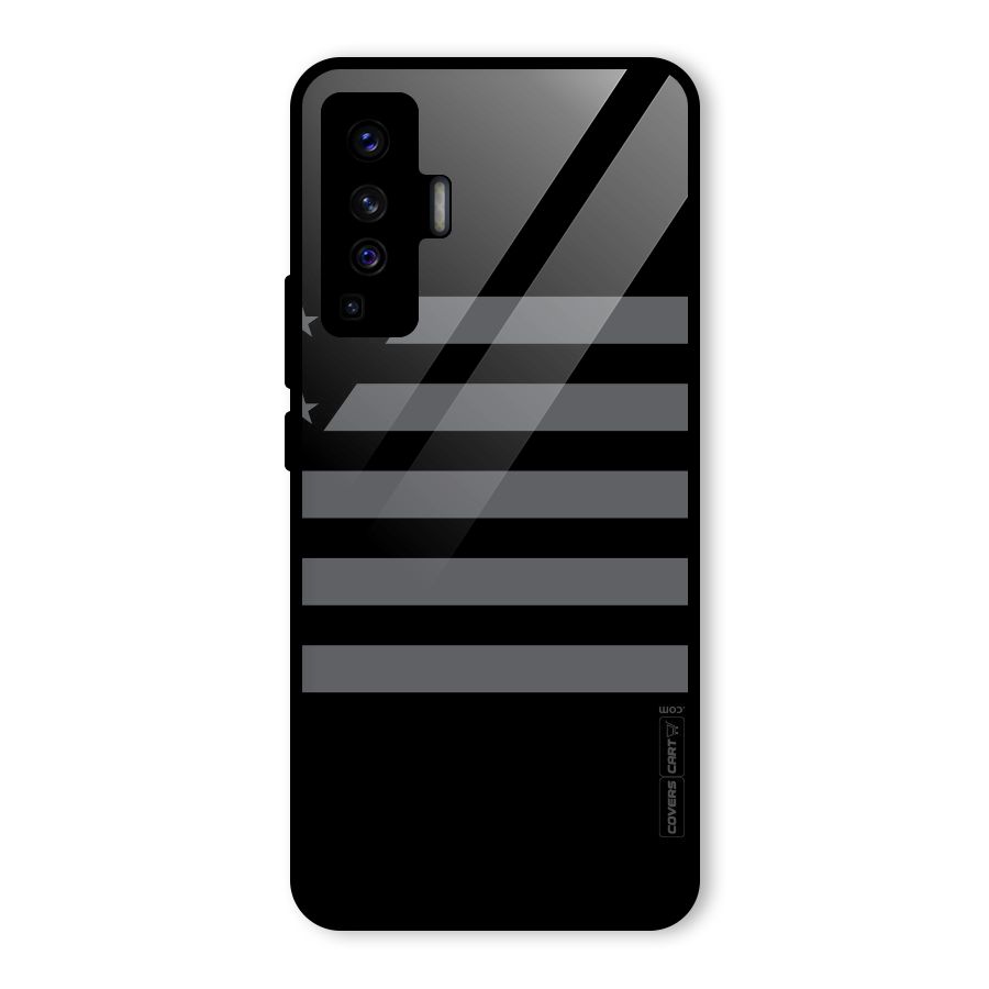 Grey Star Striped Pattern Glass Back Case for Vivo X50